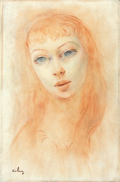 Portræt af en kvinde (olie på lærred) af Moise Kisling