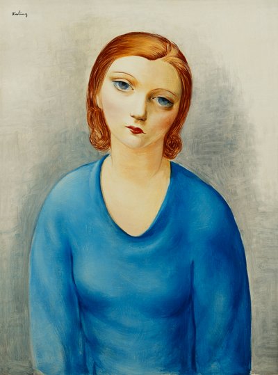 Ung kvinde i blå bluse; Jeune Femme au Corsage Bleu, ca. 1925 (olie på lærred) af Moise Kisling