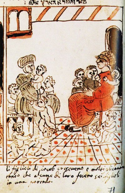 Israelitternes formering i Egypten. Codex Choumach Picture Pentateuk af Moses dal C af Moise del Castellazzo