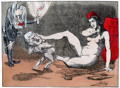 Adolphe Thiers voldtager Marianne, ca. 1875 (tryk) af Moloch (1849 1909)