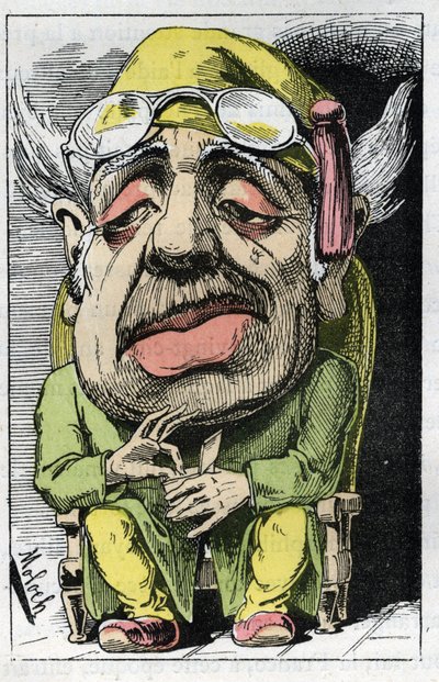 Allegory of a Cuckold i det 19. århundrede i "" Le Trombinoscope"" af Touchatout, tegneserie af B. Moloch fra 1882 (1849-1909). Privat samling. af Moloch