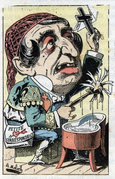 Allegori af den franske avis Le Figaro i "" Le Trombinoscope"" af Touchatout, tegneserie af B. Moloch fra 1882 (1849-1909). Privat samling. af Moloch