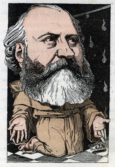 Portræt af Charles Gounod (1818-1893), fransk komponist i "Le Trombinoscope"" af Touchatout, karikatur af B. Moloch fra 1882 (1849-1909). Privat samling. af Moloch
