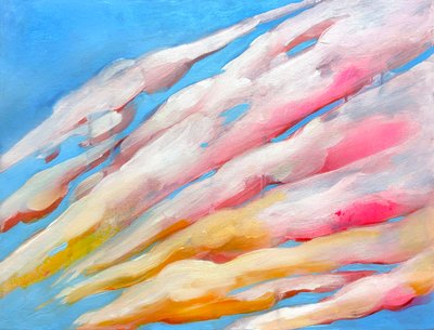 Solnedgang, 2022 (akryl, flashe og spraymaling) af Monica Perez Vega