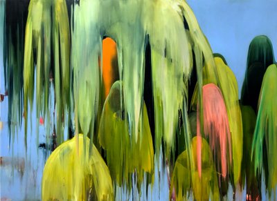 Weeping Willow, 2019 (akryl og spraymaling på lærred) af Monica Perez Vega