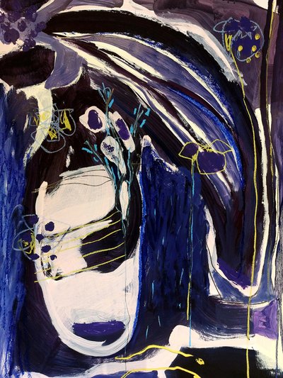 Indigo-blomsterabstraktion af Monika Riethmueller
