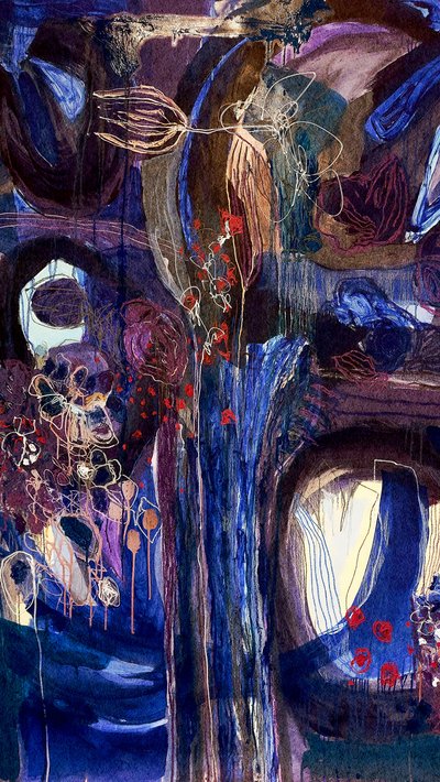 Midnight Bloom – Abstrakt af Monika Riethmueller