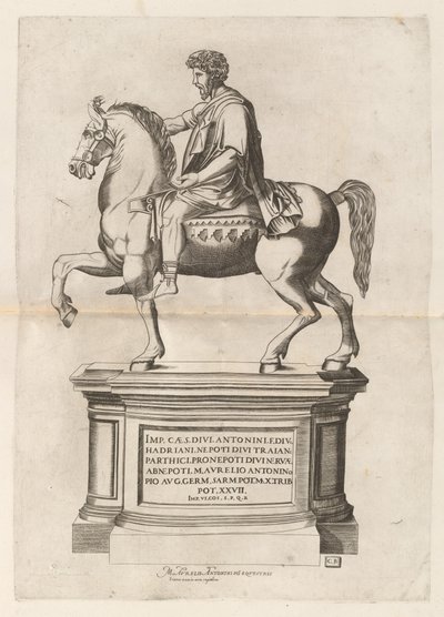 Rytterstatue af Marcus Aurelius af Monogrammist CB after Nicolaus Beatrizet