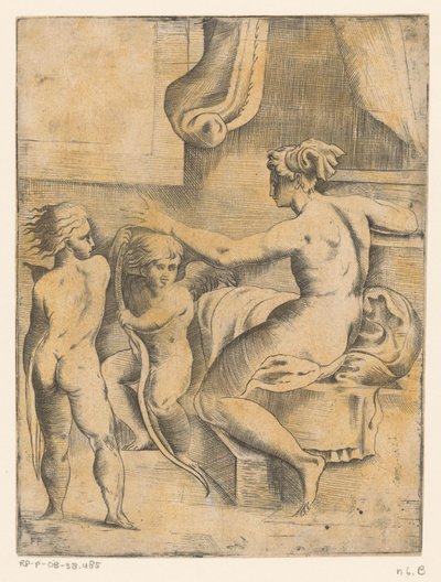 Venus med to putti af Monogrammist FP (Italië; 16e eeuw)
