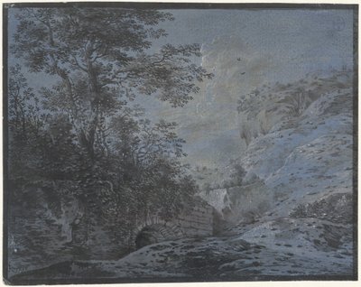 Aftenlandskab med tilgroet ruin af Monogrammist IAR of IAP