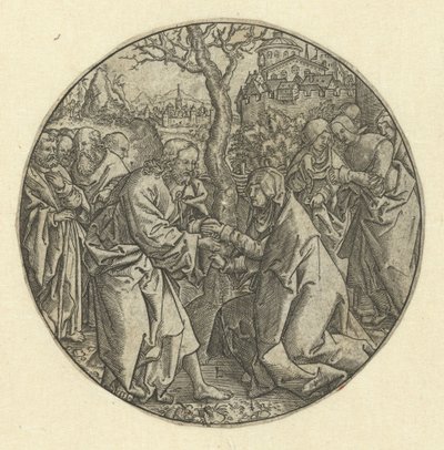Kristus siger farvel til Maria af Monogrammist L (graveur, Nederland)