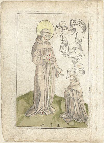 Saint Francis med knælende franciskaner af Monogrammist MB (Nederlanden)