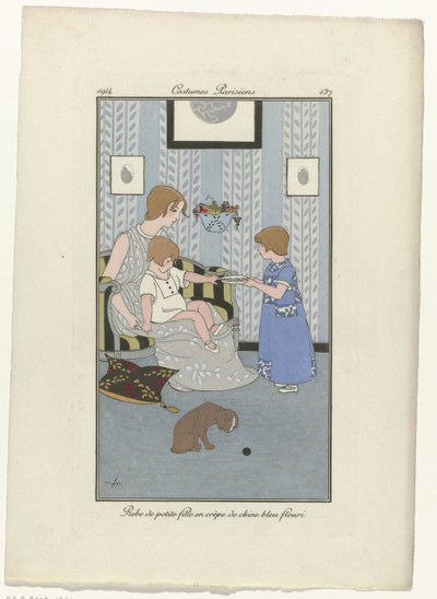 Journal des Dames et des Modes, Costumes Parisiens, 1914, nr. 137: Lille piges kjole (...) af Monogrammist MFN