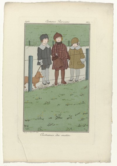 Journal des Dames et des Modes, parisiske kostumer, 1914, nr. 147: Morgenkostumer af Monogrammist MFN