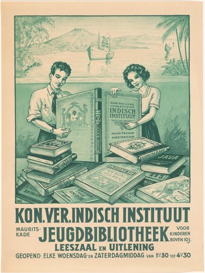 Plakat for ungdomsbiblioteket i Royal Association of the Indies Institute i Amsterdam af Monogrammist WB
