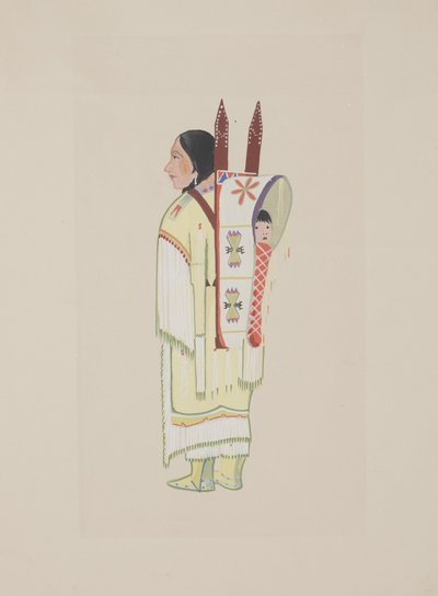 Kiowa Squaw, ca. 1934 (akvarel) af Monroe Tsatoke