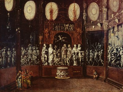 Jeroboam i de hedenske guders tempel af Monsu Desiderio