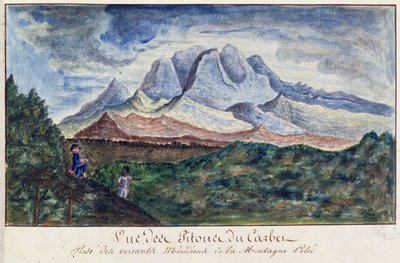 Udsigt over Pitons du Carbet fra Mount Pelee, Martinique, ca. 1815 (akvarel på papir) af Moreau de Jones
