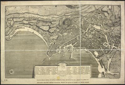 Kort over Napoli, Plan over byen Napoli ... M.L. Jolivet ... belin. [sic] og sclp. 1755 (gravering) af Morise Lewes Jolivet