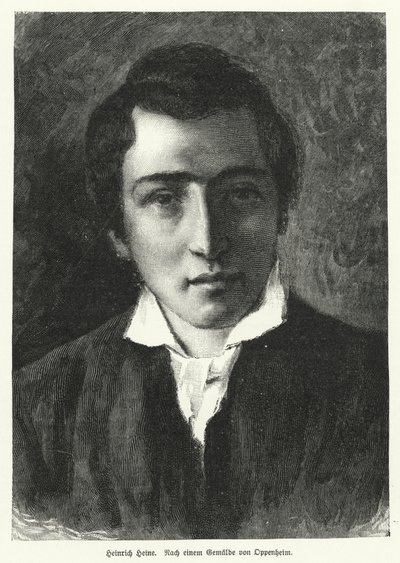 Heinrich Heine, tysk digter (litho) af Moritz Daniel Oppenheim