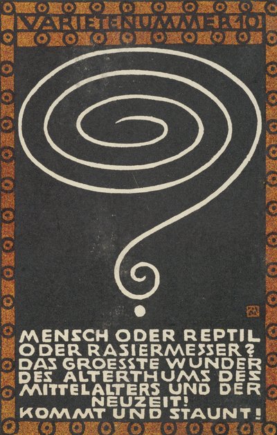 Variety Act 10: Man or Reptile or Razor Variety Act 10: Man or Reptile or Razor..., 1907. af Moritz Jung