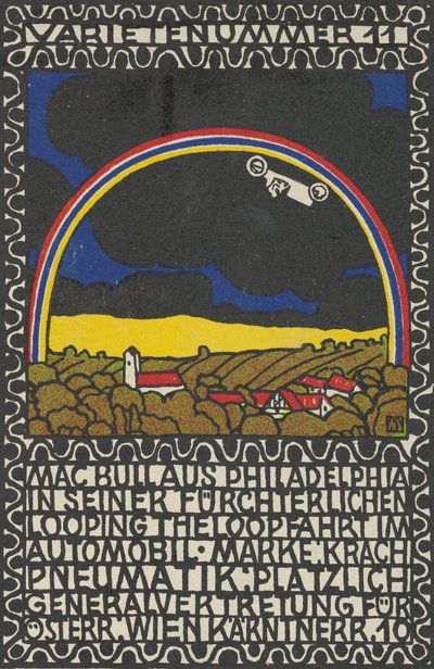 Variety Act 11: Mac Bull fra Philadelphia i hans frygtelige Loop-the-Loop-tur i sin bil ..., 1907. af Moritz Jung