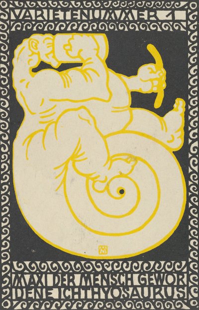 Variety Act 1: Maxi the Ichthyosaurus Turned Man Variety Act 1: Maxi der Mensch Gewor D..., 1907. af Moritz Jung