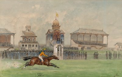 Hestevæddeløb i Freudenau i Wien 1884 af Moritz Ledeli