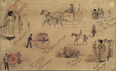 Wienertyper 1883 (skitser fra Ringstrasse) af Moritz Ledeli