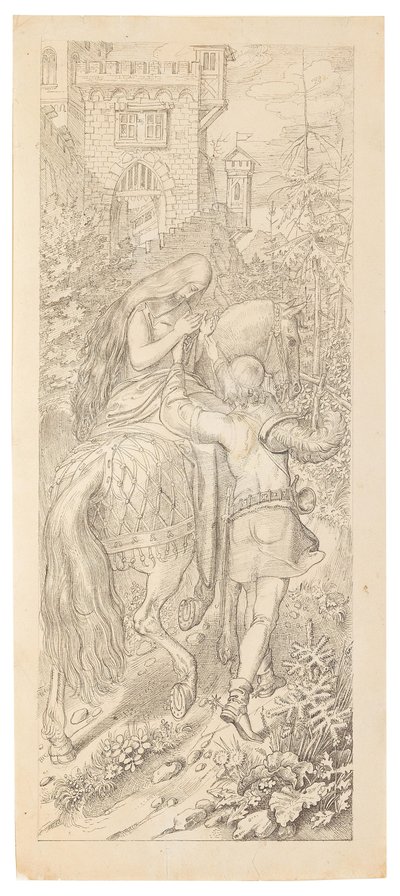 En scene fra eventyret De syv ravne og deres trofaste søster, 1830-1831. af Moritz Ludwig von Schwind