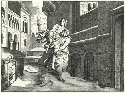 Einhard og Emma (gravering) af Moritz Ludwig von Schwind