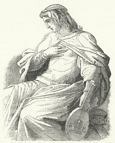 Wolfram von Eschenbach, tysk ridder og digter (stik) af Moritz Ludwig von Schwind