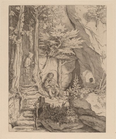 En munk med en sækkepibespiller af Moritz Ludwig von Schwind
