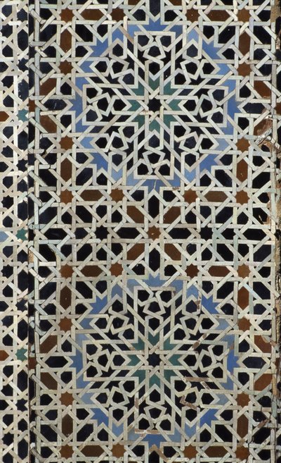 Bou Inania Madrasa, zelij fliseværk, c14th (keramik) af Moroccan School