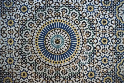 Kasbah of Thamiel glaoui, zellij fliseværk, detalje (keramik) af Moroccan School