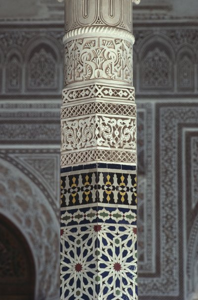 Kasbah of Thamiel glaoui, zellij fliseværk, detalje (keramik) af Moroccan School