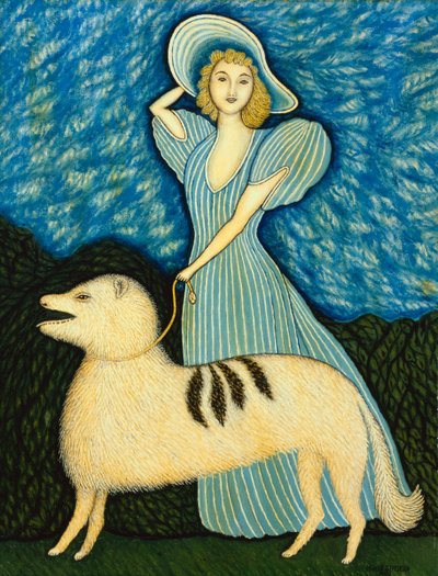 Pige med hund af Morris Hirshfield