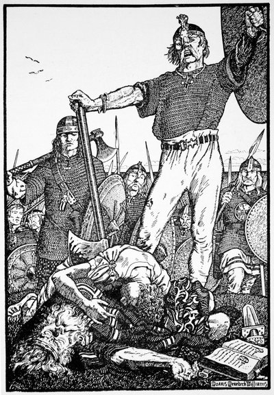 Brian Borus død i slaget ved Clontarf, Irland, 1014 1913. af Morris Meredith Williams