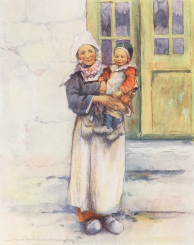 En lille mor (farvelitografi) af Mortimer Ludington Menpes