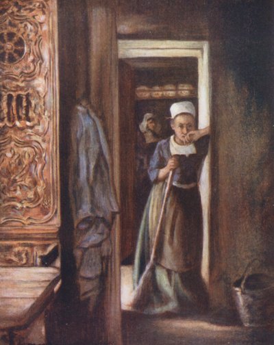 Huslige pligter (farvelitografi) af Mortimer Ludington Menpes