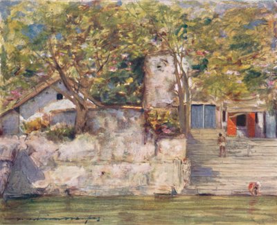 På flodens trapper ved Agra, 1905 af Mortimer Ludington Menpes