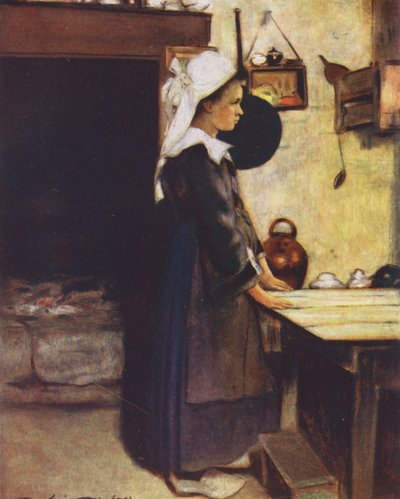 Den lille husmor (farvelitografi) af Mortimer Ludington Menpes