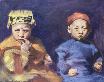 Verdens børn: Kinesisk, De himmelske tvillinger (farvelitografi) af Mortimer Ludington Menpes