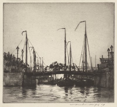 Bridge, Rotterdam (Chioggia: Fiskerbåde) af Mortimer Menpes