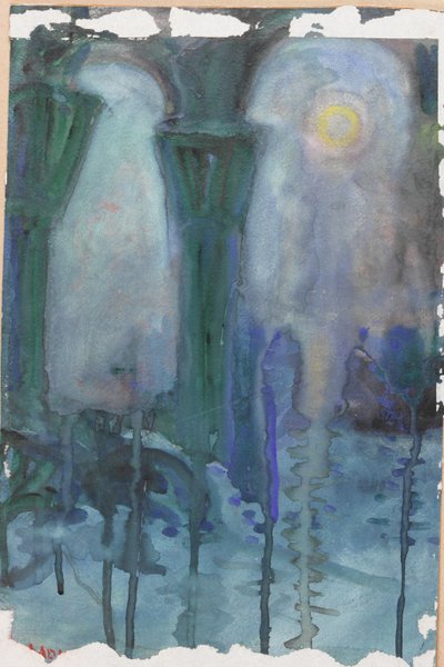 Night Reflections, Venedig (akvarel på papir) af Moses J. Adams