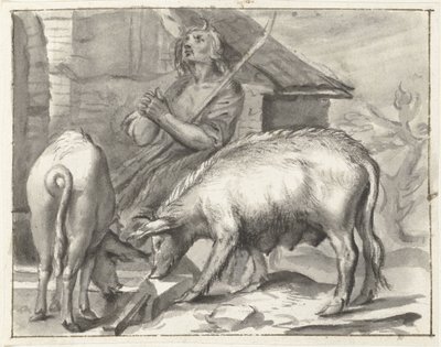 Gårdhave med fjerkræ af Moses Ter Borch