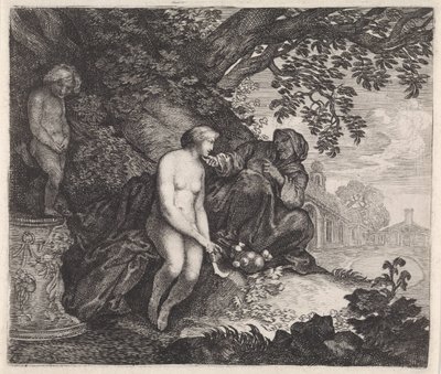 Vertumnus forsøger at forføre Pomona af Moyses van Wtenbrouck