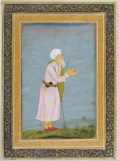 En muslimsk religiøs figur, fra Small Clive Album (ugennemsigtigt wc på papir) af Mughal School