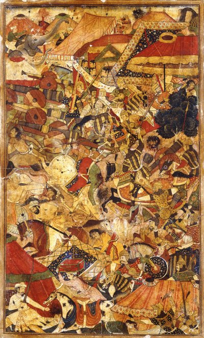 Kampscene, ca. 1590 af Mughal School