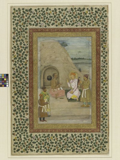Kejser Akbar og Gosain Jadrup, folio fra Sankt Petersborg Muraqqa’, c.1625-30 af Mughal School